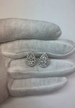 Pear & Round Cut Natural Earth Mined Diamonds Stud Earrings 3.32 Carats White Gold 14K