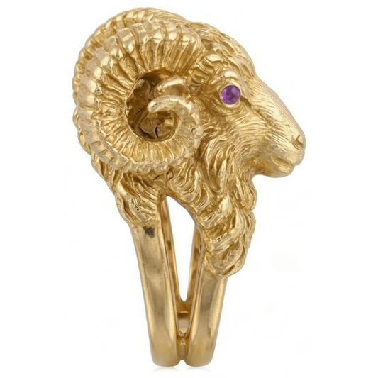 Purple Amethyst Precious Stone Ring 0.10-ct 14K Yellow Gold – front view