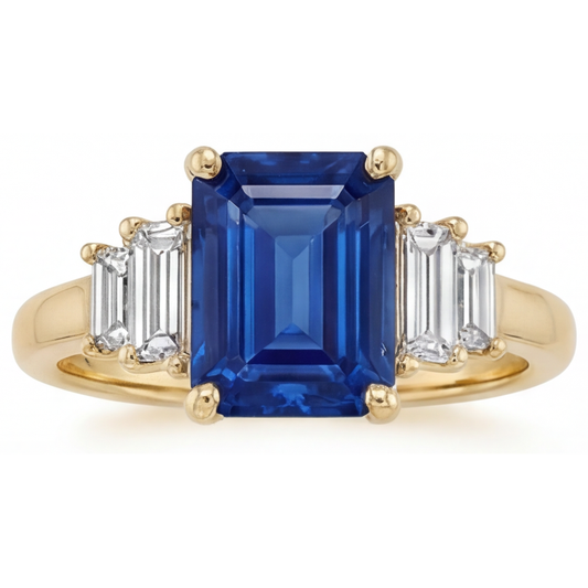 Colored Stone Ring 14K Yellow Gold with Royal Blue Sapphire – main view
