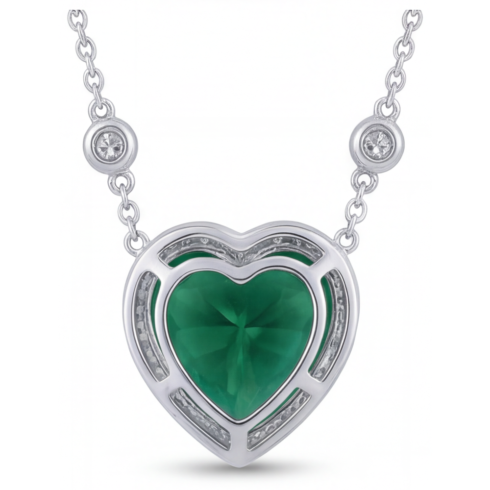 Tourmaline Heart Cut Gemstone Pendant in 14K White Gold – top view