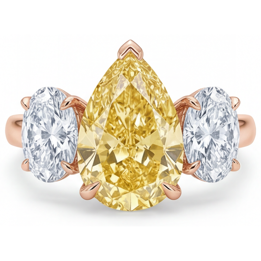 Real Yellow Canary Diamond 3-Stone Ring – main view