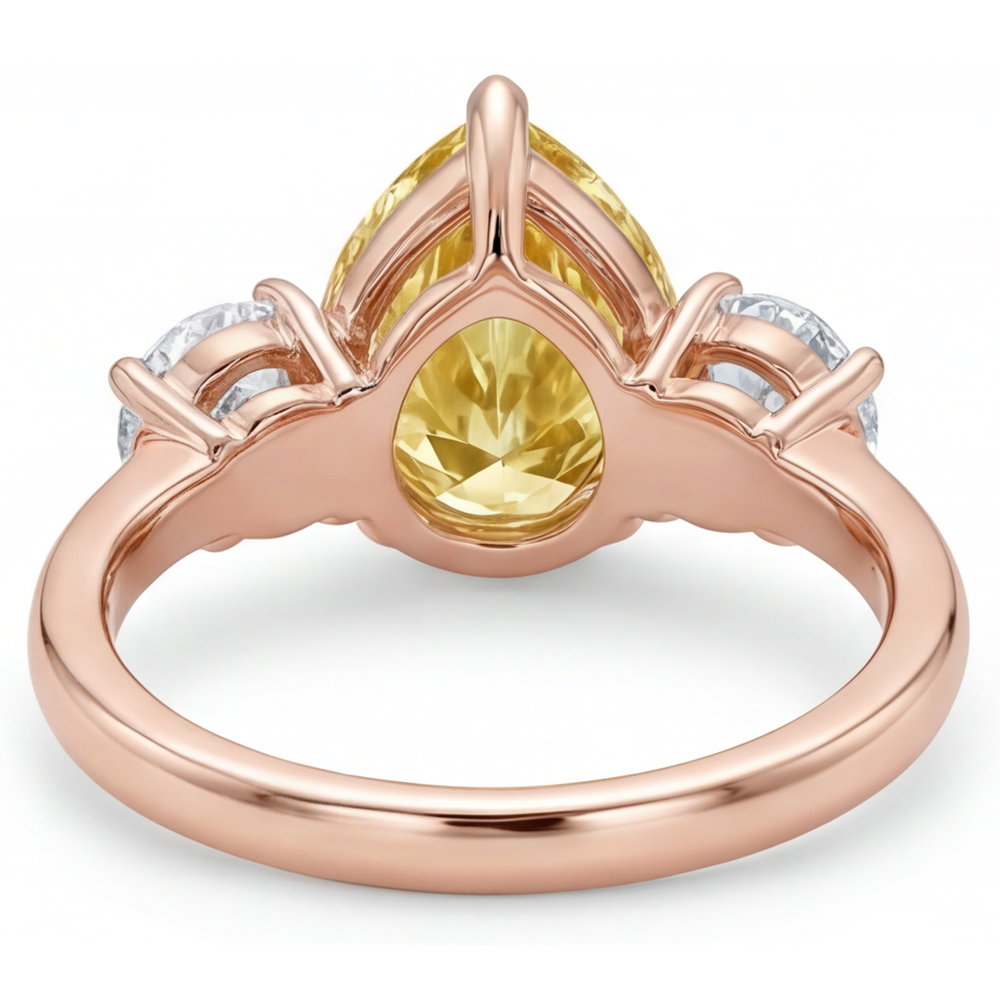 Yellow Canary Diamond 3-Stone Ring 2-ct 14K Rose Gold – detail view