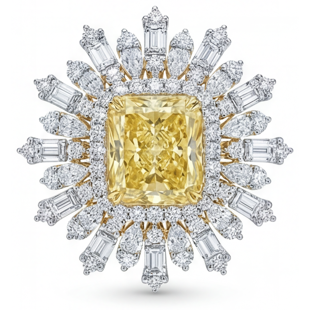 Yellow Canary Diamond Halo Ring 4-ct Two-Tone 14K Gold – main view