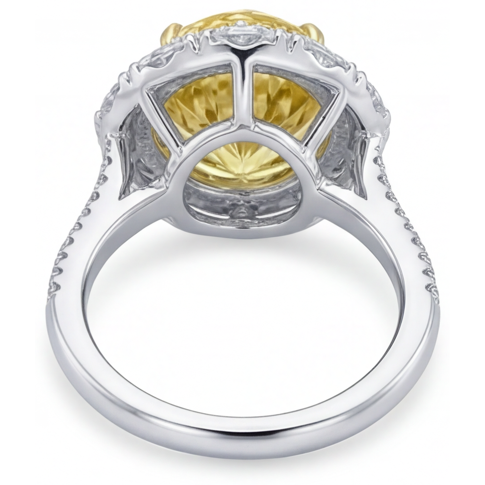 Authentic Yellow Canary Diamond Halo Setting Ring 3.50 ct 14K Two Tone Gold – side view