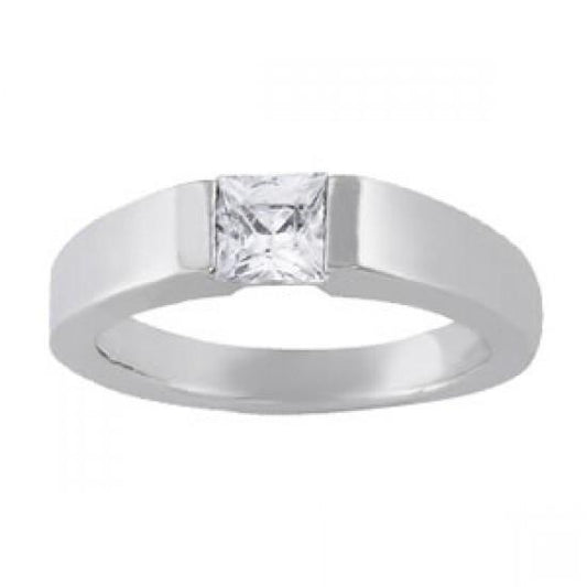 natural princess diamond 0.60ct ring front view