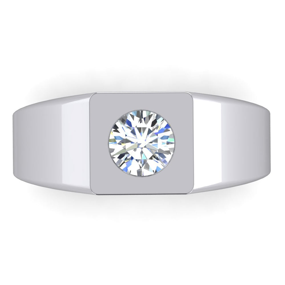 1 Carat F VS1 Diamond Men's Solitaire Ring 14K White Gold
