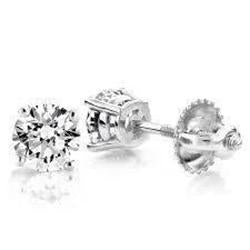 1 Carat Round Cut Diamond Lady Stud Earring White Gold 14K Fine Jewelry