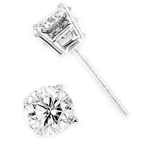 1 Carat Round Prong Set Diamond Stud Lady Earrings