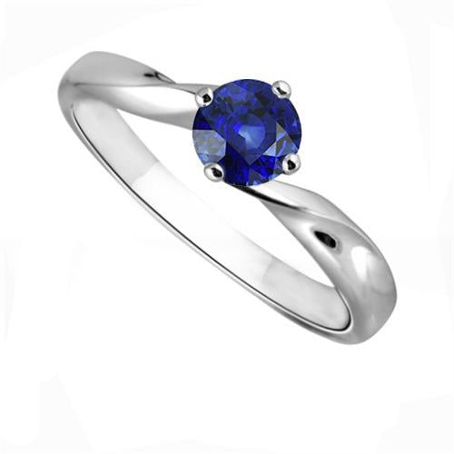 1 Carat Solitaire Women's Ceylon Sapphire Ring Twisted Shank