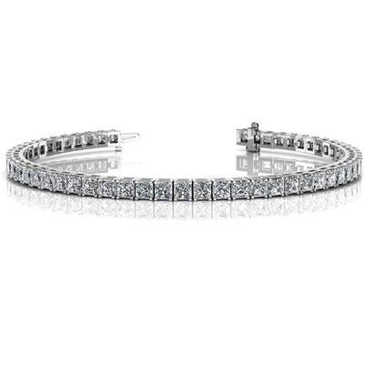 10.40 Ct Princess Cut Natural Earth Mined Diamonds Ladies Tennis Bracelet White Gold