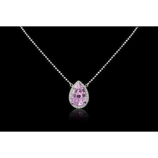 10.50 Carats Pink Kunzite And Diamond Necklace Pendant White Gold