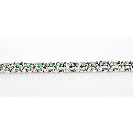10.50 Ct Green Gemstone Tennis Bracelet 14K White Gold