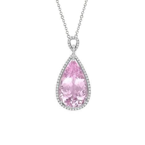 natural round kunzite 12.50ct pendant front view