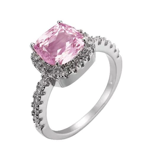 12.90 Carats Pink Kunzite And Diamonds Anniversary Ring Gold White