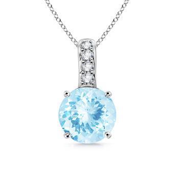 13.50 Ct. Brilliant Cut Aquamarine And Diamonds Pendant White Gold