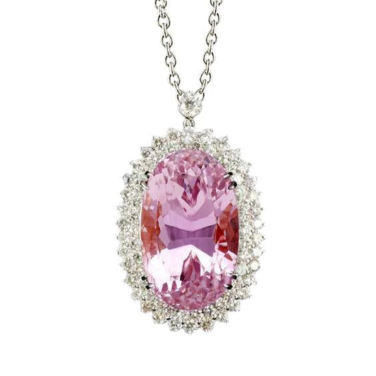 natural round kunzite 36.50ct pendant front view