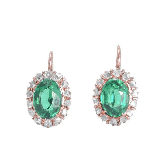 natural round tourmaline 14.28ct earring front view