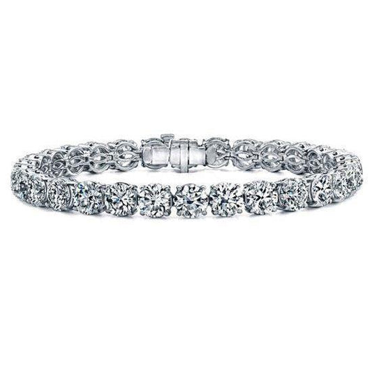 14.40 Ct Round Brilliant Cut Diamond Tennis Bracelet White Solid Gold