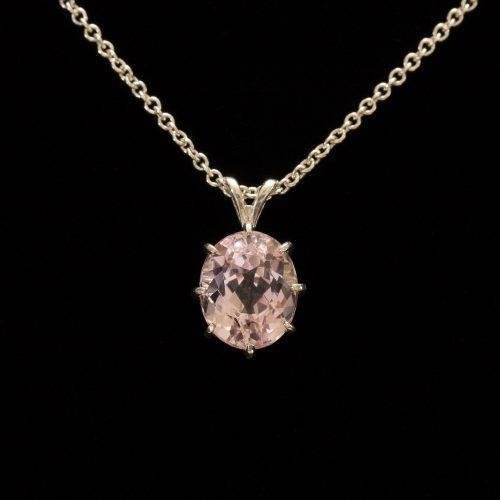 natural oval kunzite 15ct pendant front view