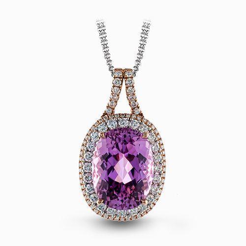natural round kunzite 16.25ct pendant front view
