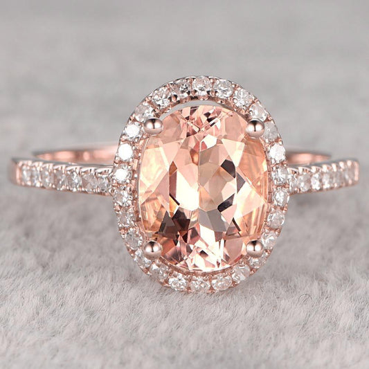 17.15 Ct Morganite And Diamonds Anniversary Ring 14K Rose Gold