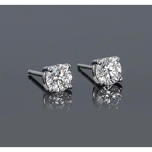 1.20 Carats Four Prong Round Diamond Stud Earring White Gold 14K F Vs1