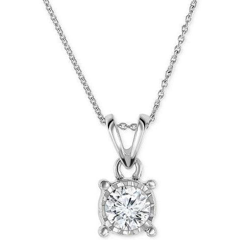 1.25 Carats Solitaire Round Diamond Necklace Pendant White Gold 14K