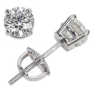 1.40 Carats Round Cut Stud Diamond Earrings