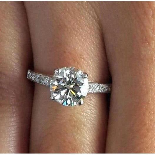 1.45 Ct Round Cut Diamond Engagement Ring 14K White Gold
