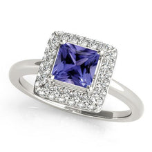 1.5 Ct Princess Cut Tanzanite With Diamond Ring White Gold