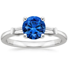 1.5 Ct Sri Lanka Sapphire And Baguette Diamond 3 Stone Ring