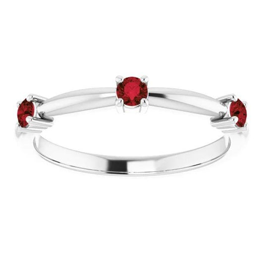 1.50 Carats Ring Three Stone Ruby White Gold 14K