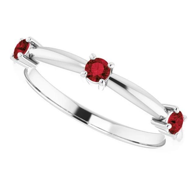 1.50 Carats Ring Three Stone Ruby White Gold 14K