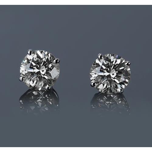 1.50 Carats Round Diamond White Gold 14K Stud Earring