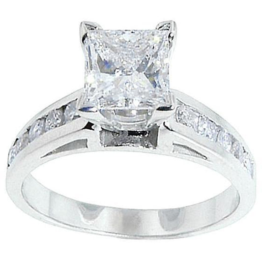1.50 Ct. Diamond Ring Solid White Gold 14K Solitaire With Accents