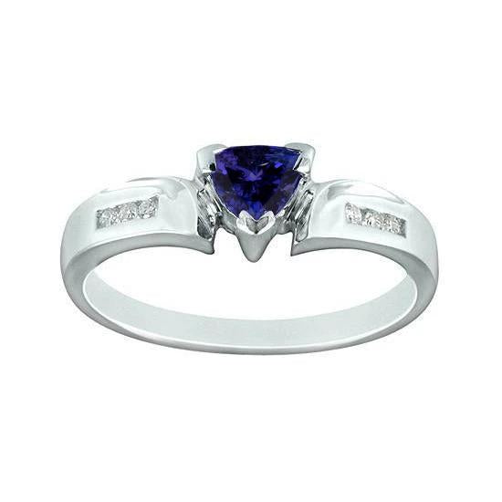 1.75 Carats Trillion AAA Tanzanite Diamonds Fancy Ring White Gold 14K