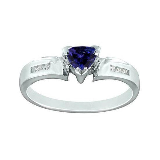 1.75 Carats Trillion AAA Tanzanite Diamonds Fancy Ring White Gold 14K