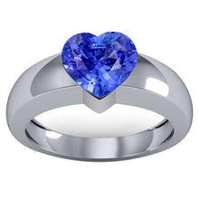 2 Carats Ceylon Sapphire Solitaire Ring Heart Shaped Thick Shank