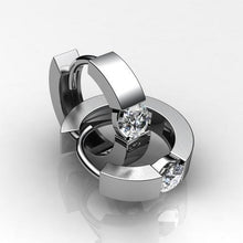 2 Carats Channel Set Solitaire Diamond Hoop Earring White Gold