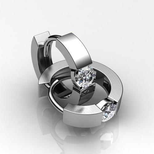 2 Carats Channel Set Solitaire Diamond Hoop Earring White Gold