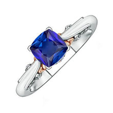 2 Carats Solitaire Vintage Style Blue Sapphire Ring Two Tone Gold 14K