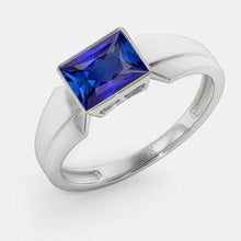 2 Carats Solitaire Womens Ring Princess Ceylon Sapphire Bezel Set
