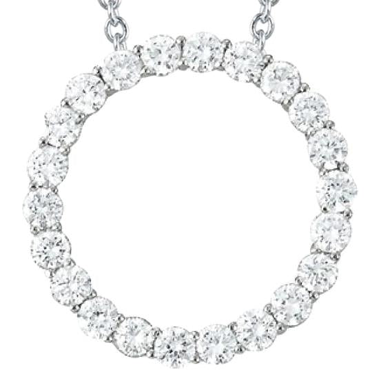 2 Cts. Diamond Circle Of Love Pendant Necklace Without Chain Gold 14K