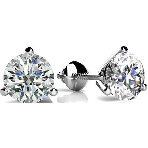 2 Carat Round Diamond Stud Earring White Gold 14K Prong Setting