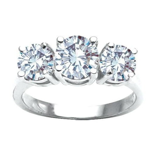 2 Carats Round Three Stone Diamond Anniversary Ring