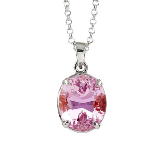 natural oval kunzite 21ct pendant front view