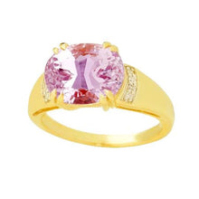 28.25 Ct Oval Cut Kunzite With Round Diamonds Ring 14K Yellow Gold