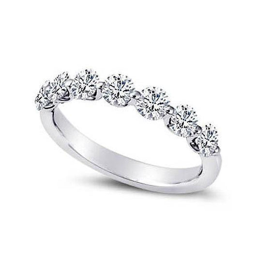 2.10 Carat Round Diamond Half Eternity Band White Gold 14K New