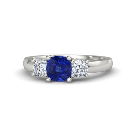 2.25 Ct Ceylon Sapphire Diamonds Ring White Gold 14K New