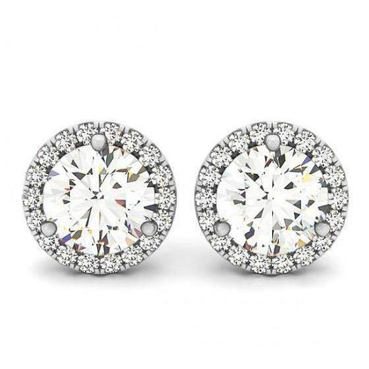 natural round diamond 2.40ct earring front view